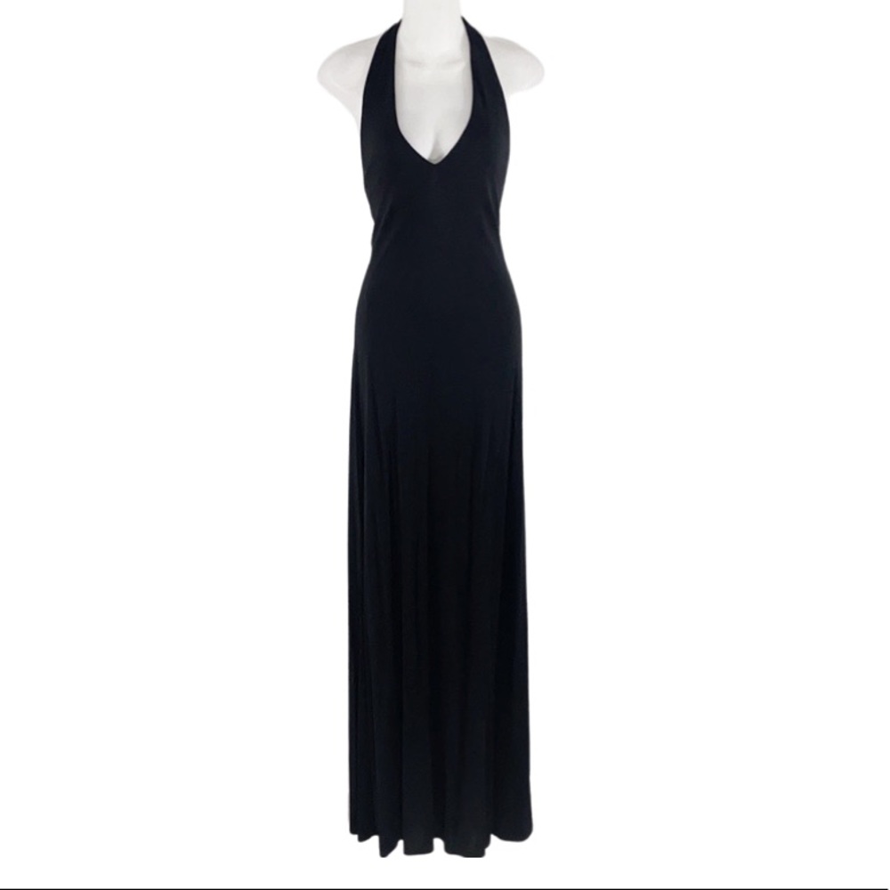 Ralph Lauren black v-neck halter maxi gown
